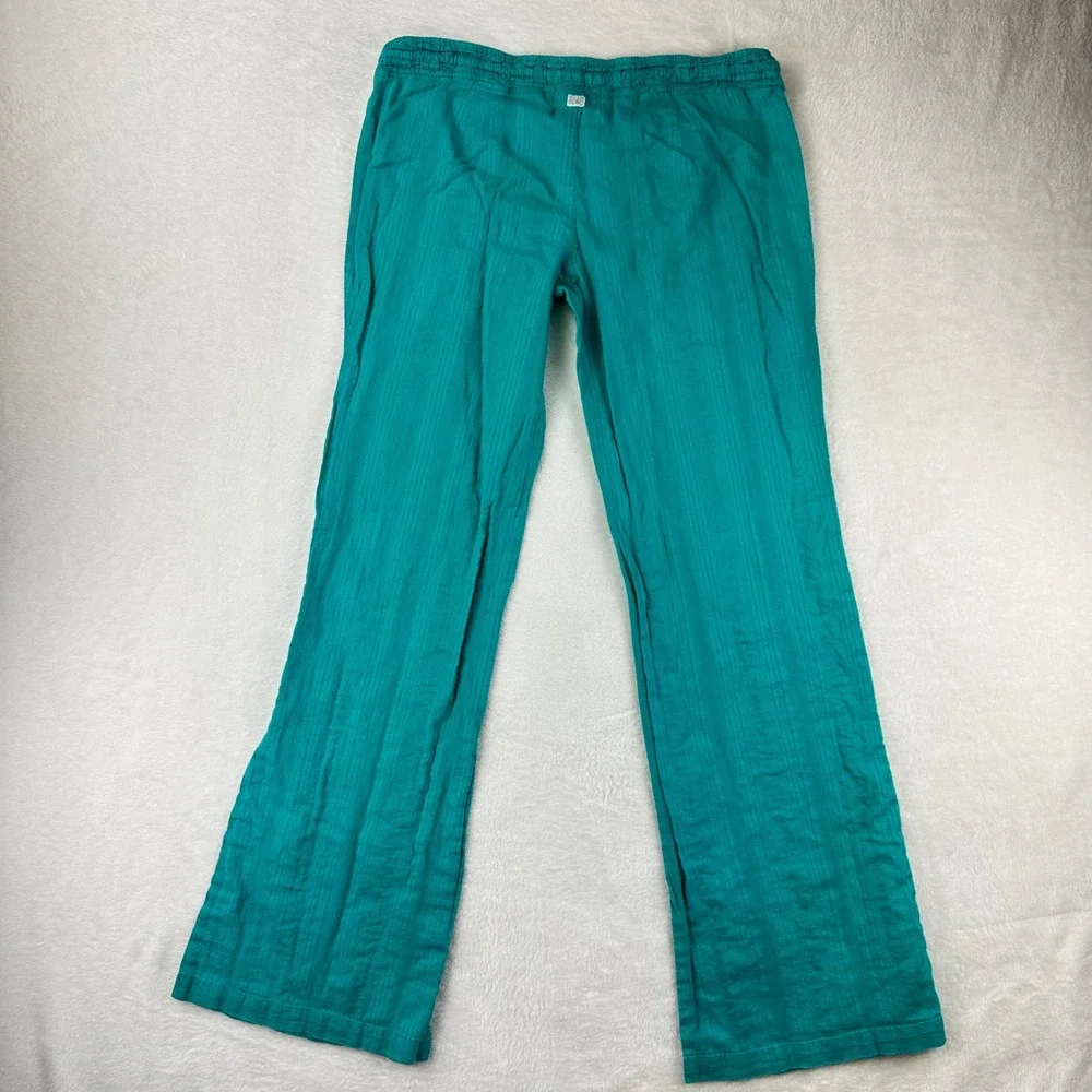 Billabong Pants Womens M Relaxed Size M Teal Beach Boho Summer Textured Cotton